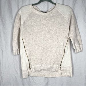 White and Cream Side Zipper Sweater
